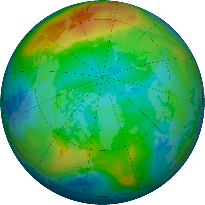 Arctic ozone map for 14 December 1985